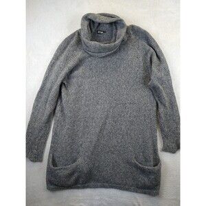 Grizas Wool Sweater Tunic Women's XL Gray Cowl Neck Pockets Lagenlook